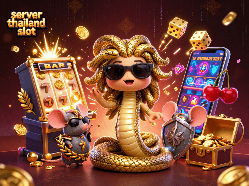 Spin the server thailand slot for big wins in this vibrant 3D casino scene filled with action!