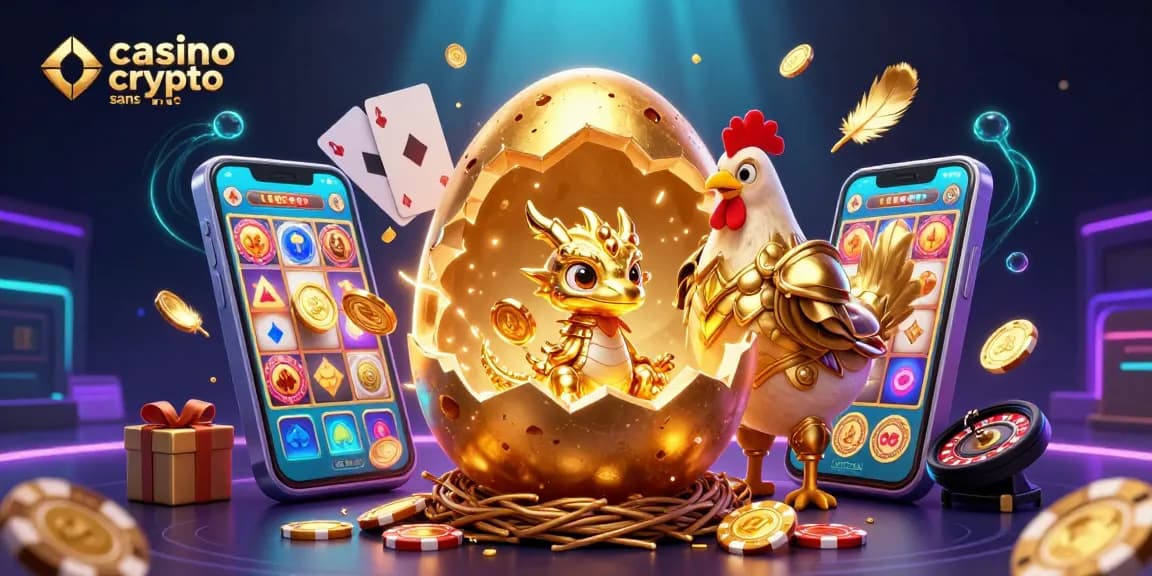 Jouez dans un casino crypto sans KYC, découvrez un dragon doré sur des jetons de poker.