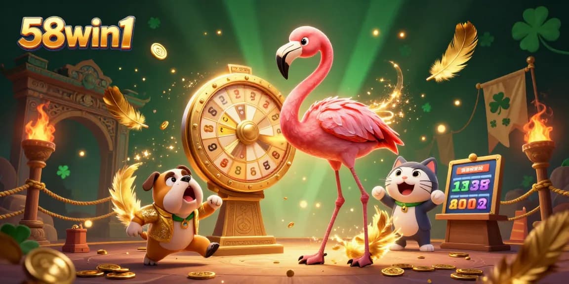 Spin to win with 58win1 in this vibrant casino scene filled with excitement and energy.