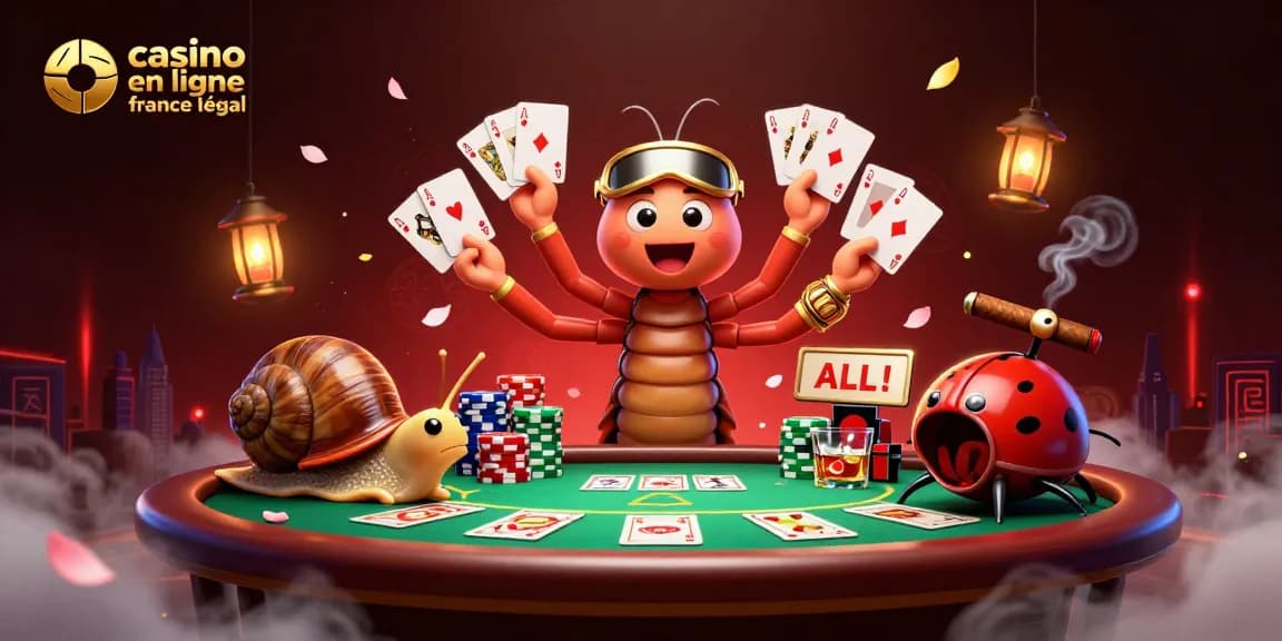 Jeu excitant au casino en ligne France légal avec des personnages colorés et des jeux de cartes