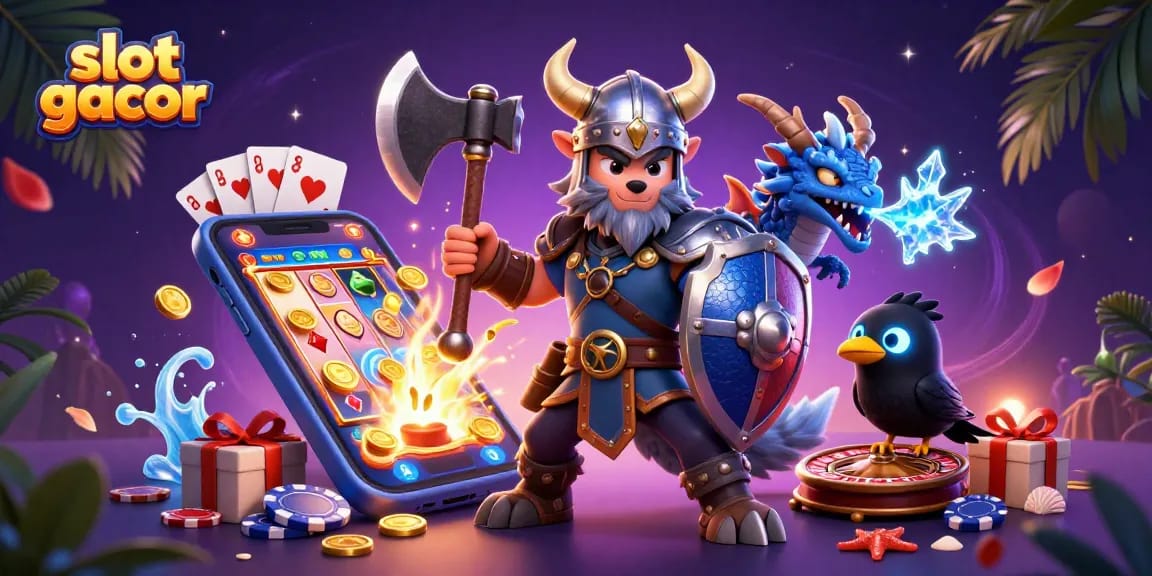 Spin the slot gacor reels with a Viking wolf warrior and his dragon companion!