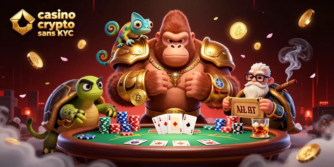 Découvrez un casino crypto sans KYC, où le roi gorille et ses compagnons s'affrontent aux jeux d'argent.