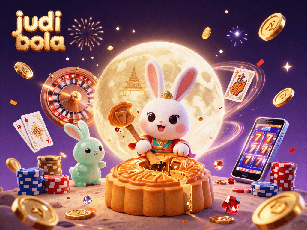 Experience judi bola action with a vibrant scene of a moon rabbit and casino elements
