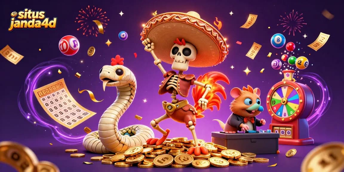 situs janda4d menampilkan skeleton mariachi dan karakter lainnya merayakan kemenangan imersif di kasino.