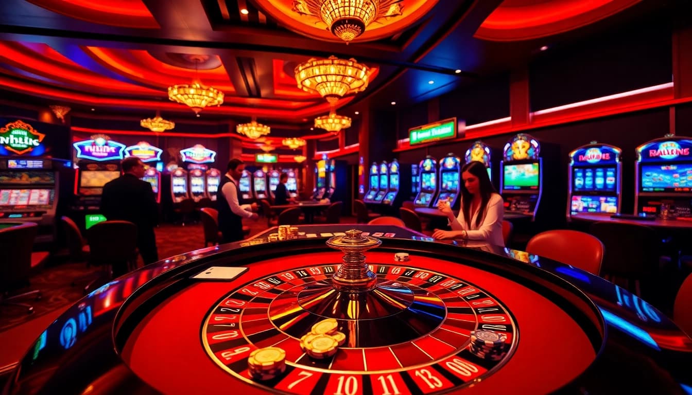 Experience the thrill of nh88 at a luxurious casino table filled with poker chips and cards.