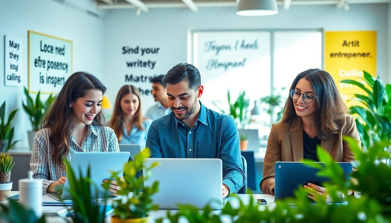 Find my true calling represented by diverse professionals in an inspiring workspace.