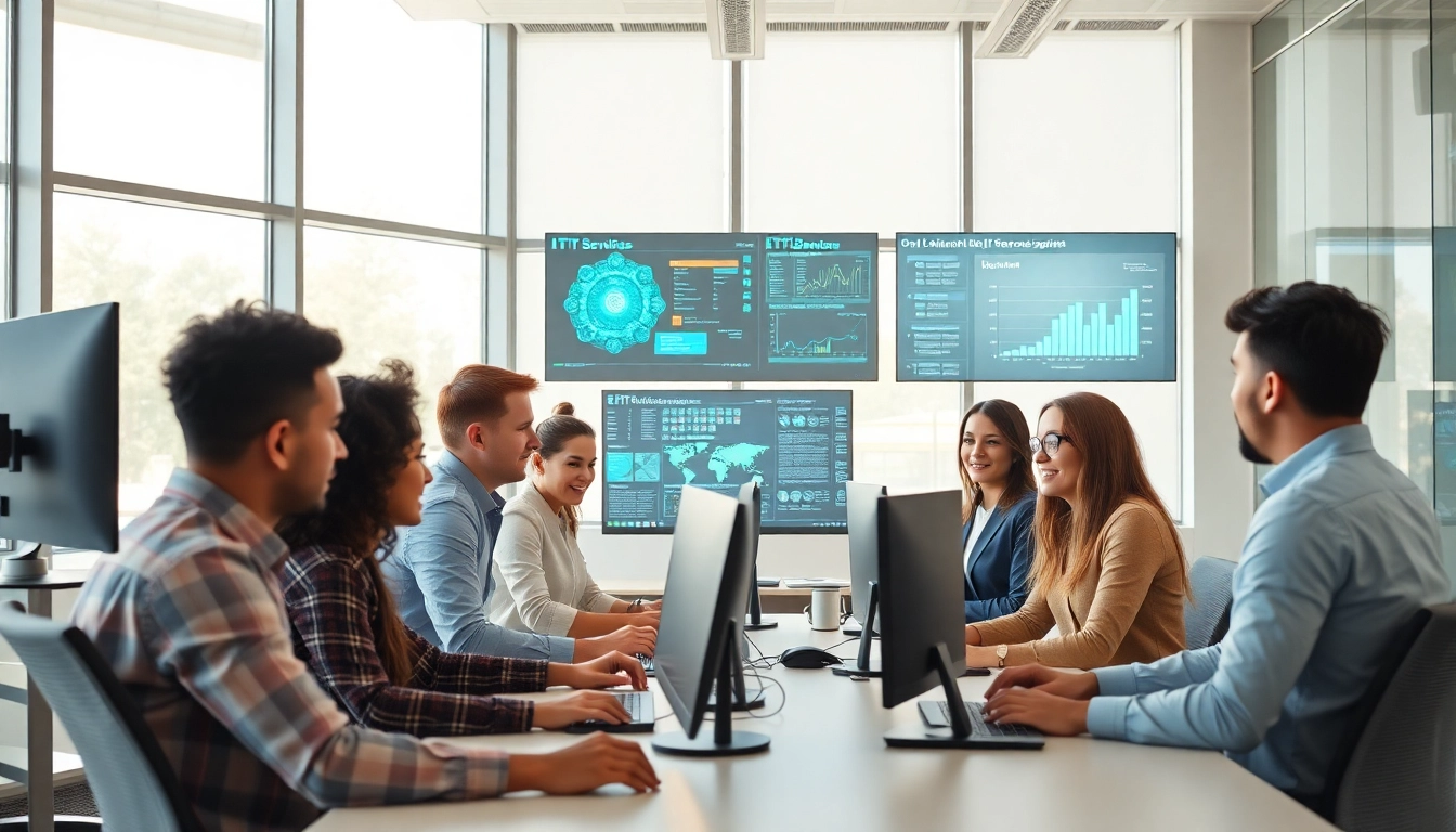 Engaged team providing managed IT services Lakeland in a modern office environment.