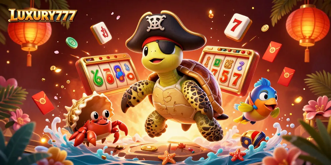 Raih jackpots di LUXURY777 sambil bermain slot bergulir dengan kelompok karakter ceria di latar belakang meriah.