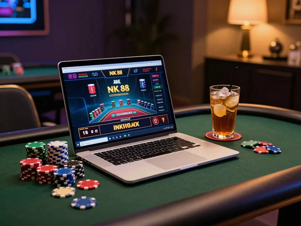 Engage with NK 88 online casino interface while enjoying a luxury gaming experience at home.