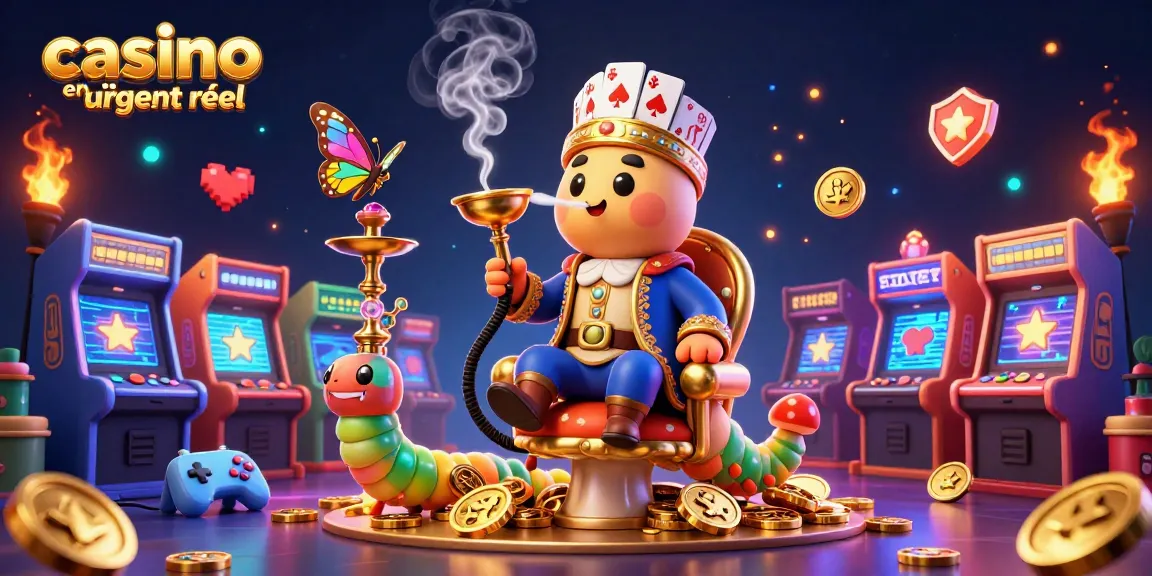 Jouer à des jeux de casino en ligne argent réel avec des éléments colorés et captivants dans une illustration vibrante.