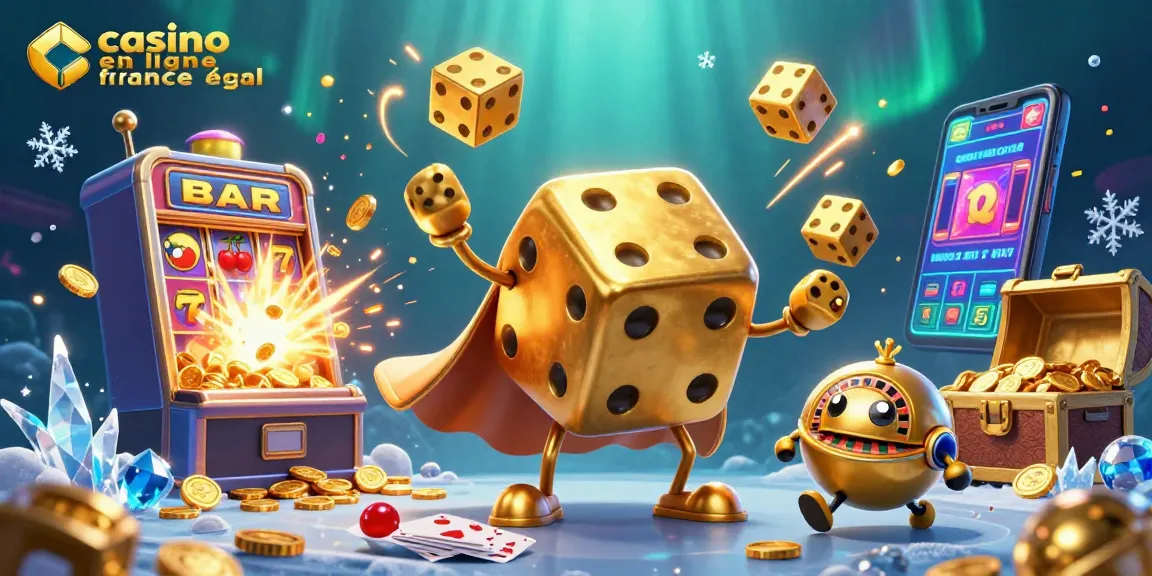 Jouez à casino en ligne france légal avec des dés dorés et machines à sous éclatantes.