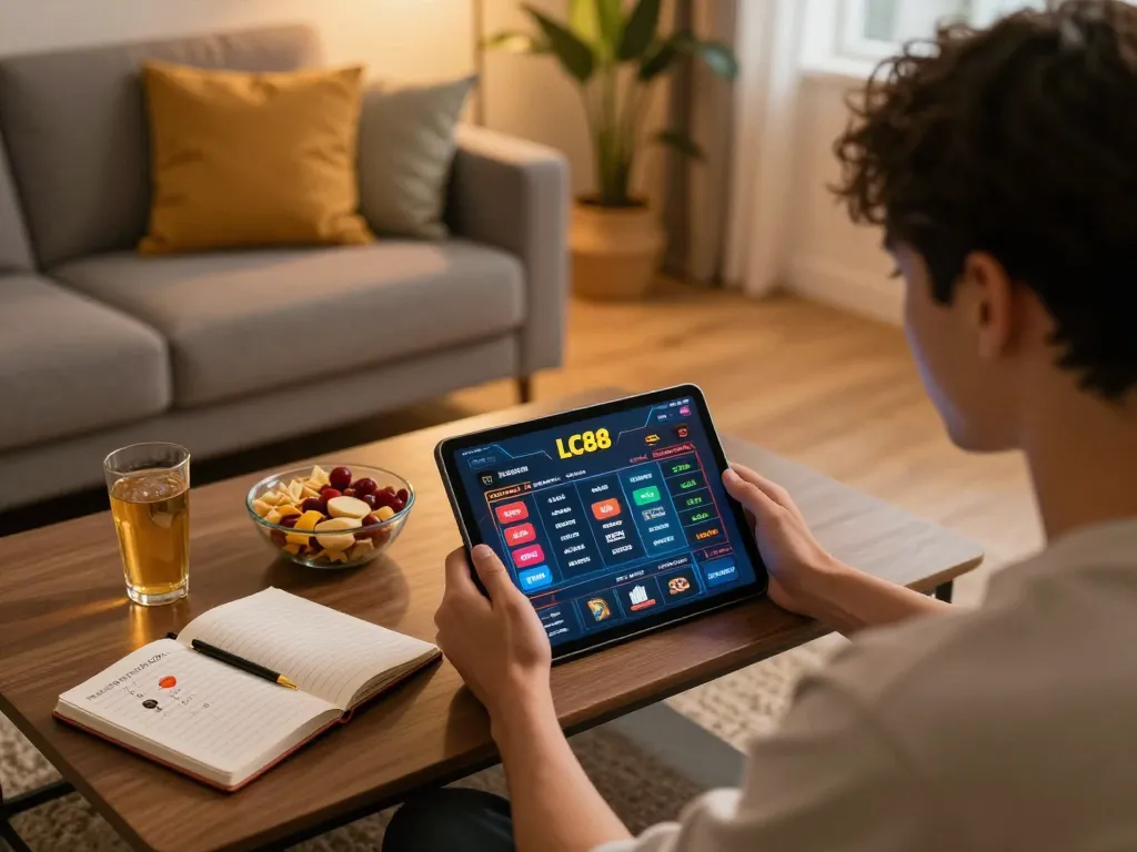 Engaged player logging into lc88 đăng nhập for an exciting online casino experience at home.