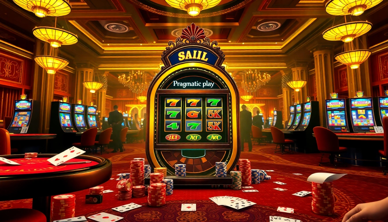 Spin winning reels on the slot pragmatic play machine in a luxurious casino setting.