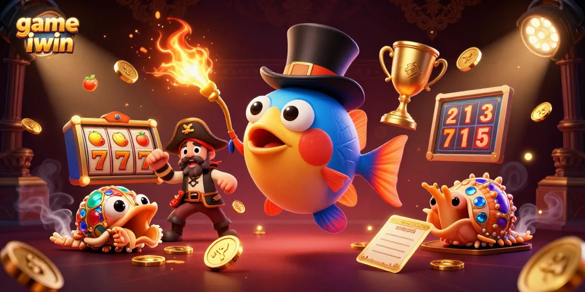 Engage with the thrilling game iwin as an anglerfish attracts golden coins surrounded by vibrant casino symbols.