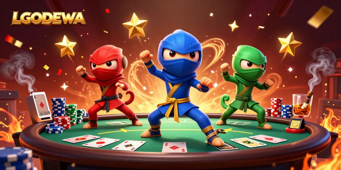 Hit the jackpot at LGODEWA while the ninja chameleons battle on a vibrant casino rooftop.