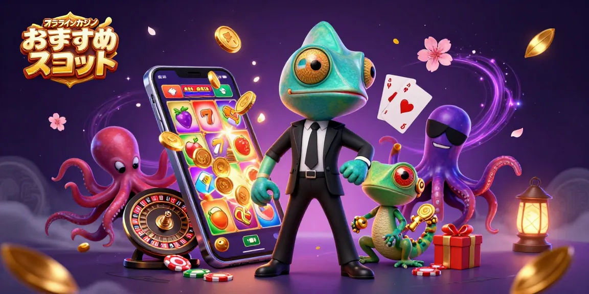 オンラインカジノ おすすめ スロットのスロットゲームで楽しむカラフルなキャラクターとゲーム要素のイラスト