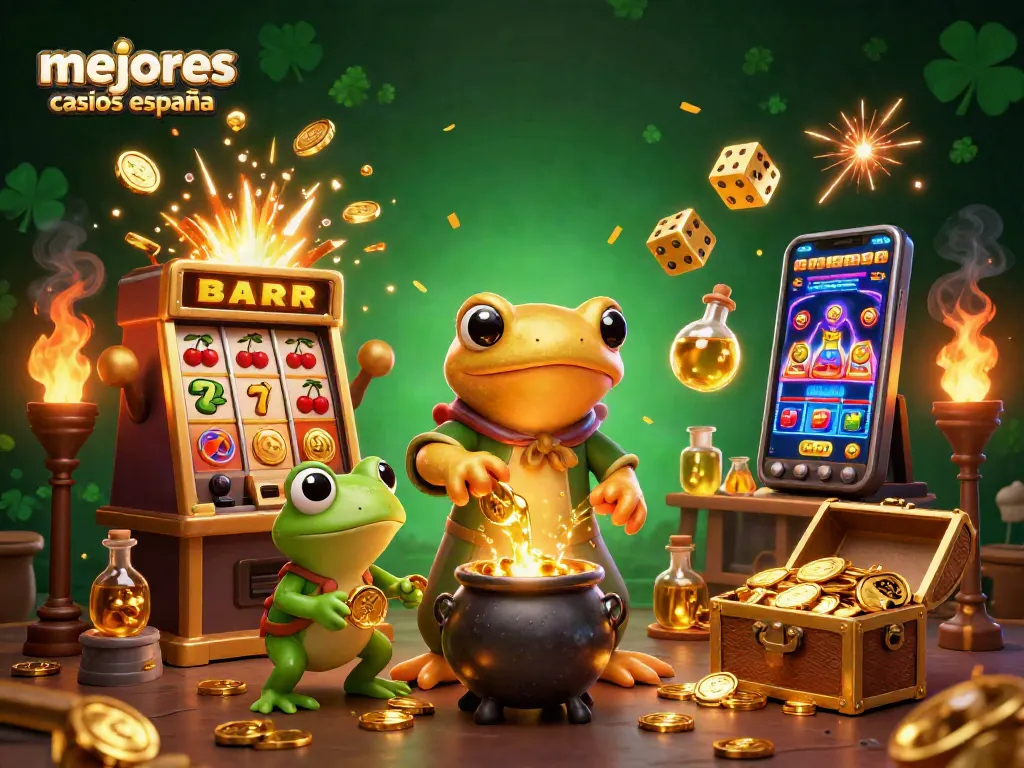 Los mejores casinos online en España presentan una escena vibrante con un alquimista y un chófer de oro.