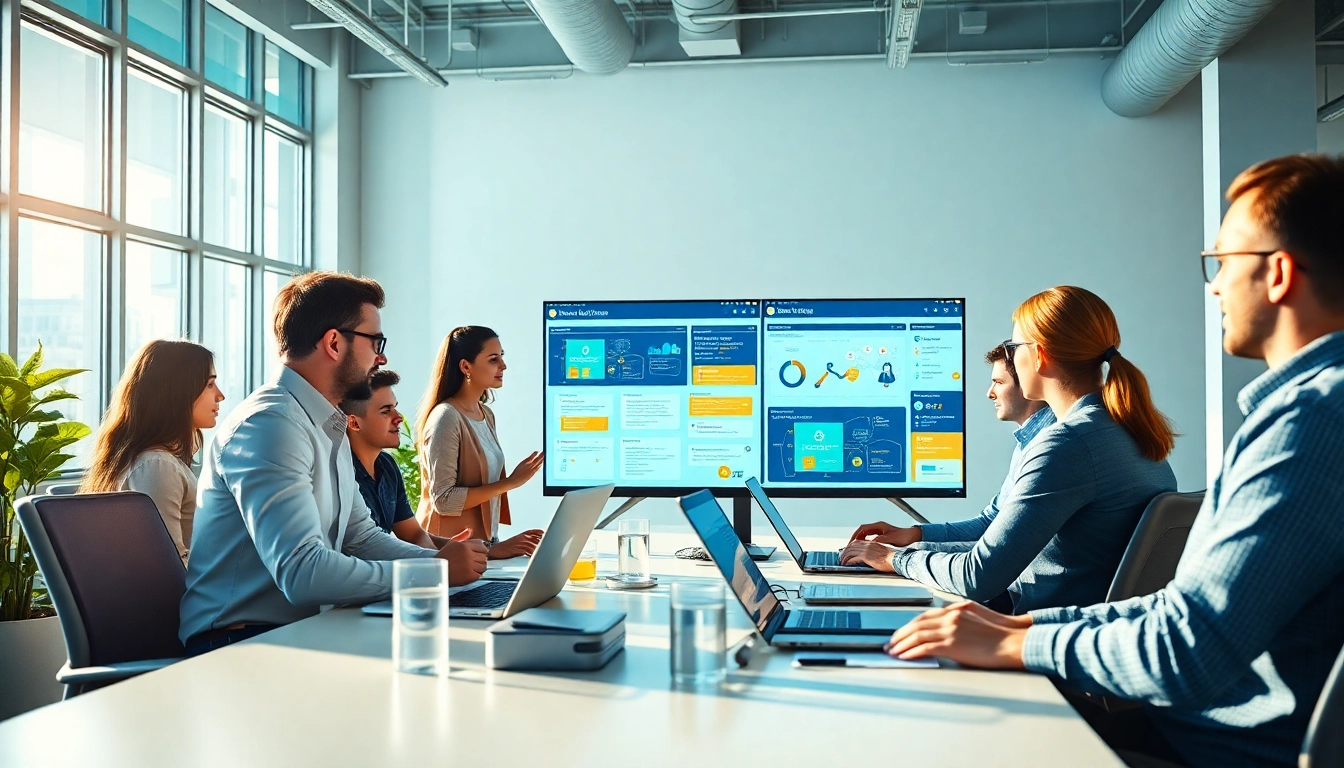 Team collaboration highlighting fast software benefits in a modern workspace.