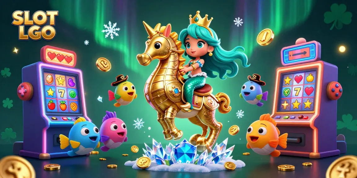 Spin to win excitement with SLOT LGO featuring a colorful 3D casino scene and lucky symbols!