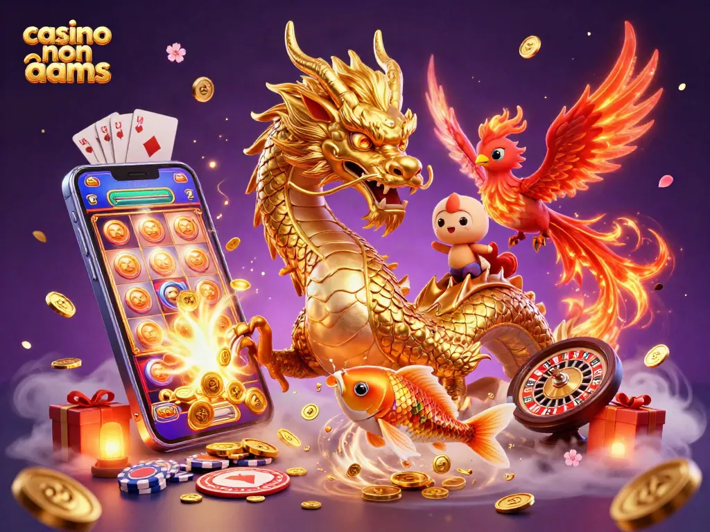 Divertiti con il casino non AAMS esplorando slot e giochi, tra draghi e simboli fortunati.
