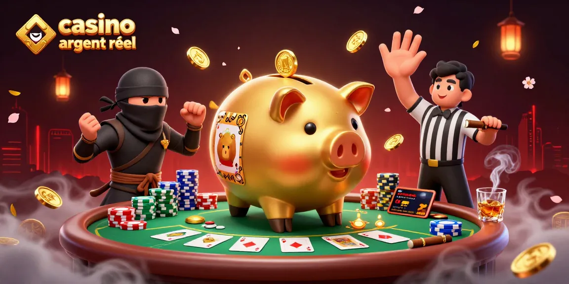 Jouez à casino en ligne argent réel avec un sumo, un ninja et un samouraï attrayant autour d'une table de poker.