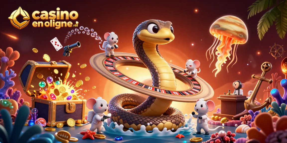 Jouer au casino en ligne argent réel avec une scène dynamique de personnages amusants et éléments de jeu.