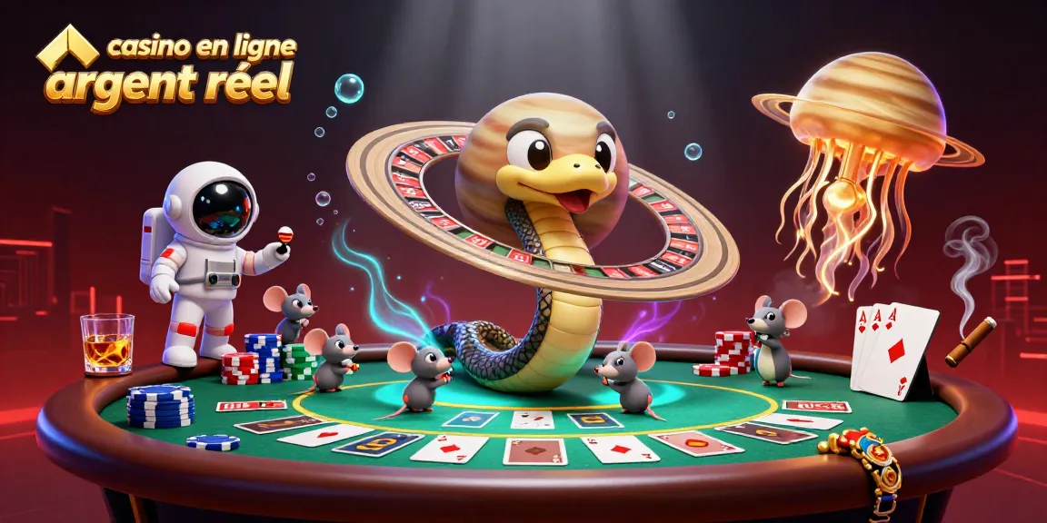 Plongez dans l'univers du jeu avec notre illustration du casino en ligne argent réel, où des astronautes misent sur des segments de roulette.