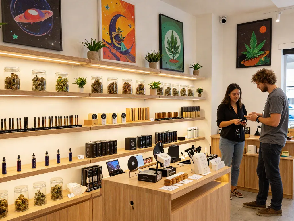Explore Alien Labs premium cannabis products in a stylish dispensary atmosphere.