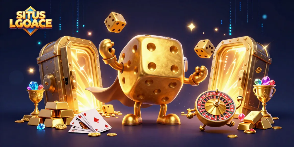 Win big with SITUS LGOACE in this vibrant casino adventure illustration.