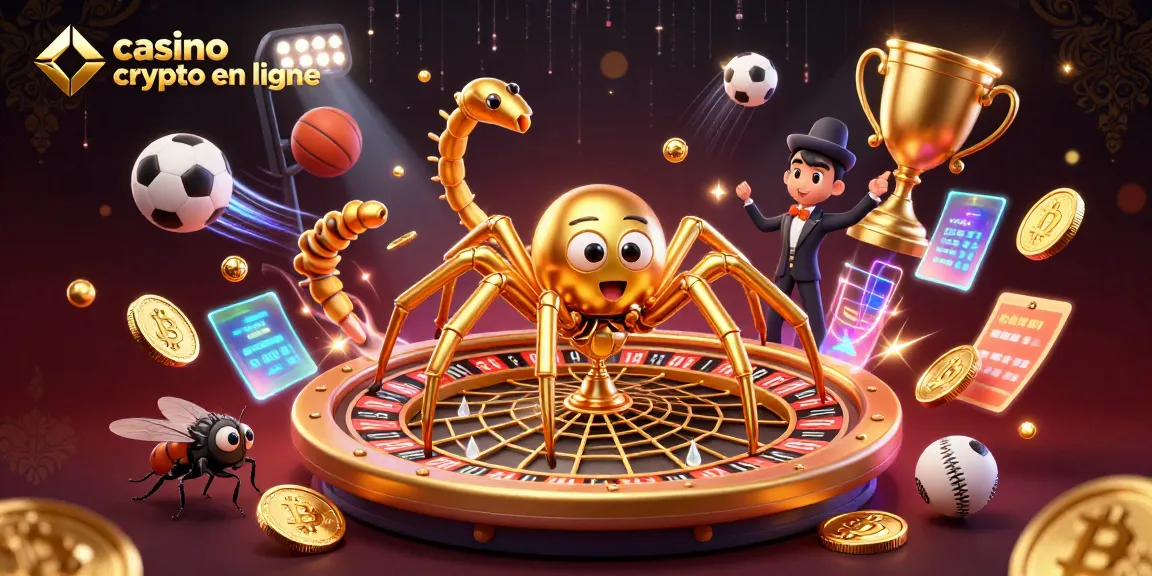 Placer des paris palpitants au casino crypto en ligne avec une araignée dorée et un croupier centipède