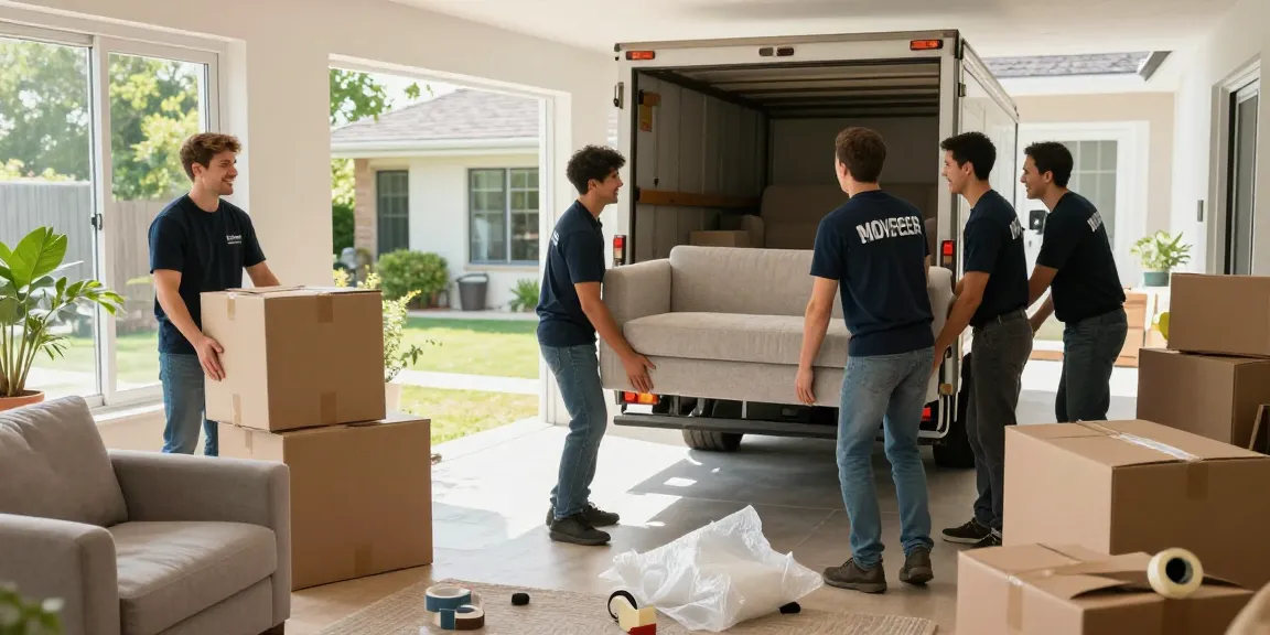 Professional movers efficiently handling boxes and furniture, showcasing reliable moving services in venice.