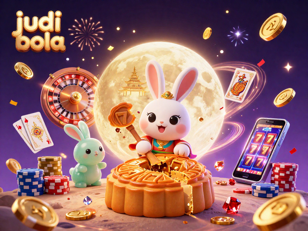 Experience judi bola action with a vibrant scene of a moon rabbit and casino elements