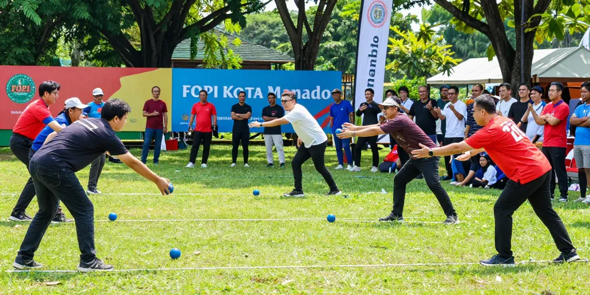 Permainan petanque di fopikotamanado.org dengan suasana ceria dan penuh semangat.