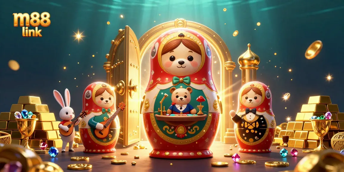 Experience the joy of winning with m88 link in this vibrant casino-themed artwork.
