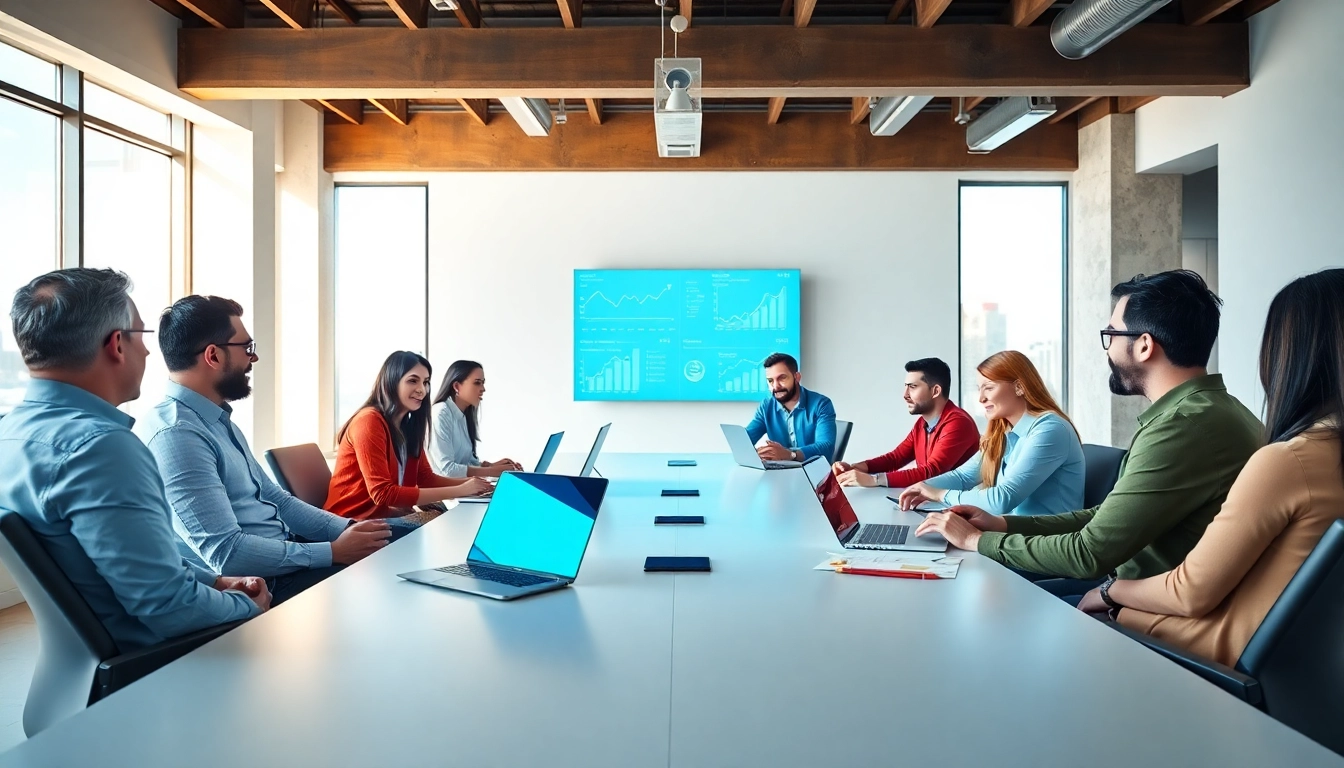 SEO Agency Clearwater team collaborating in a modern office for digital marketing strategies.