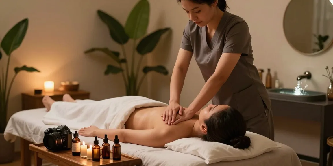A soothing Swedish massage scene with a skilled therapist and relaxing atmosphere.