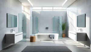 Erleben Sie die hochwertige Badezimmerausstattung von sonni sanitär GmbH mit eleganten Duschwänden und modernen Armaturen.