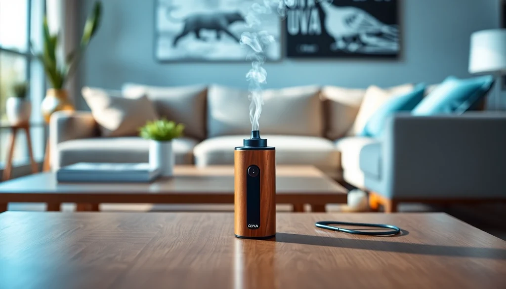 Erleben Sie die elegante Oxva mit sanft aufsteigendem Dampf in modernem Setting.