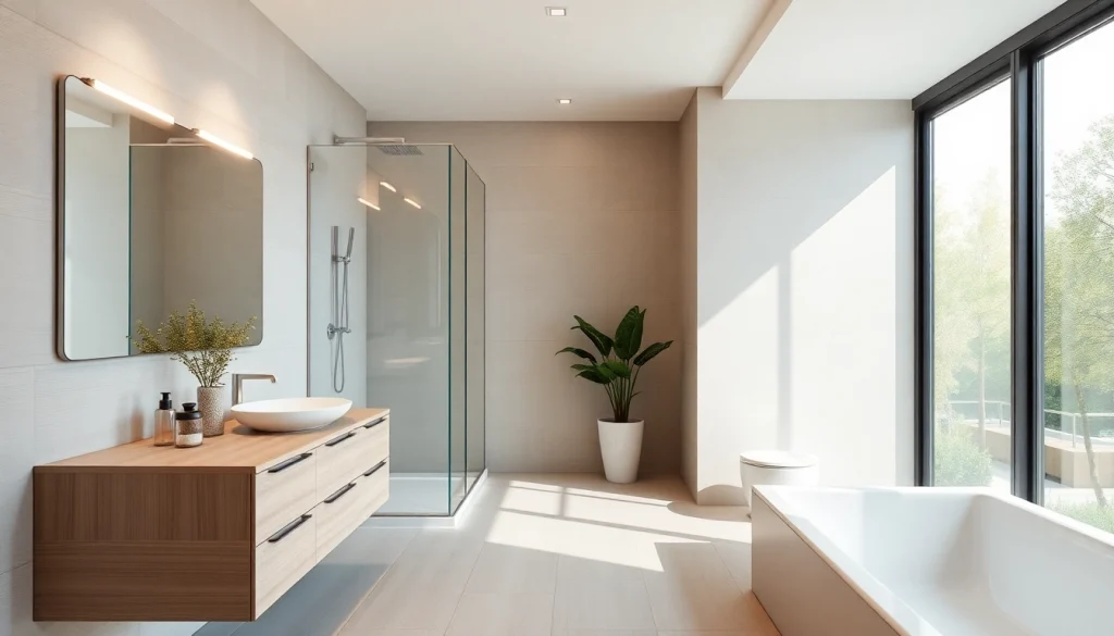 Sonni sanitär GmbH hochwertige Badprodukte in modernem Badezimmer mit eleganter Duschkabine.