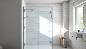 Paroi de douche 150x200 contemporaine dans une salle de bain moderne.