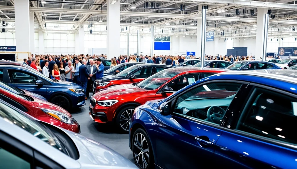 Explore the vibrant experience of the Auto Cars Show with diverse modern vehicles and enthusiastic attendees.