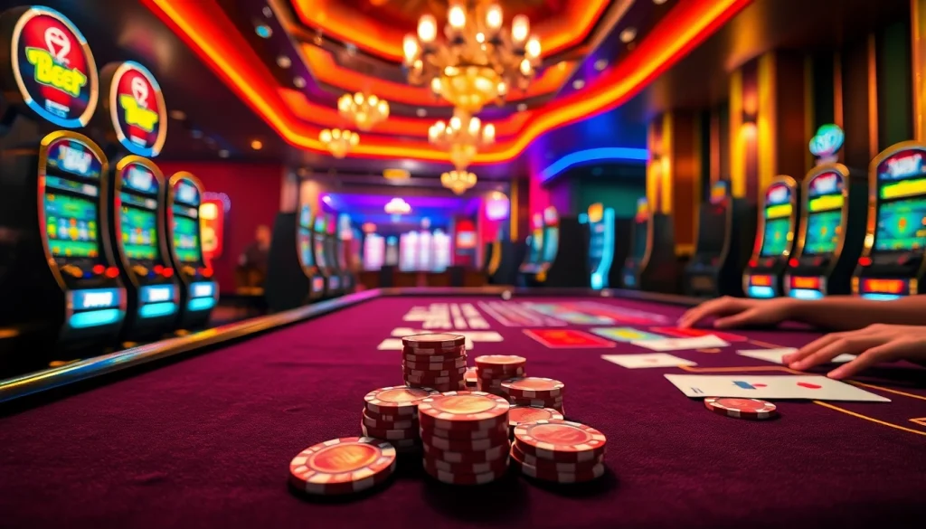 Experience the excitement of F8Bet with vibrant casino tables and players betting passionately.