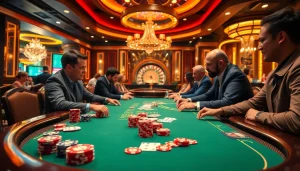 Engage in high-stakes poker at https://ok8386a.com/ with vibrant chips and cards.