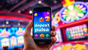 Menggambarkan pengalaman bermain slot deposit pulsa secara mobile dengan antarmuka yang menarik.