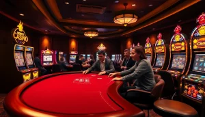 Engage in thrilling games at Canadian casinos online featuring vibrant machines and a lively atmosphere.
