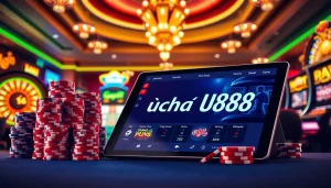Experience the thrill of casino action at trang chủ uu88 with vibrant slot machines and poker chips.