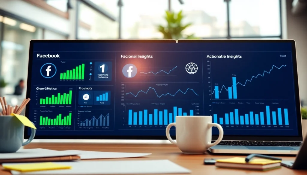 Display of a vibrant Facebook SMM panel with digital marketing metrics and insights.