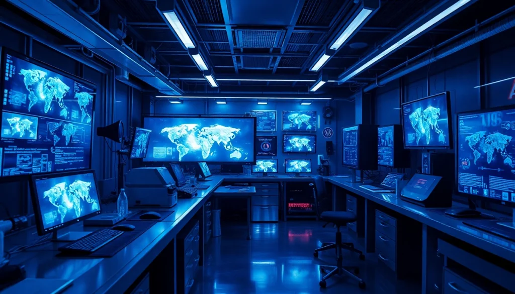 AI NSFW laboratory showcasing futuristic image generation technology and researchers at work.