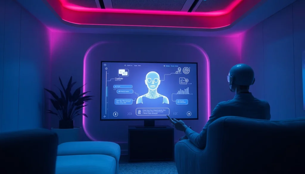 Engaging AI sex chat interface showcasing a digital avatar in an intimate setting.
