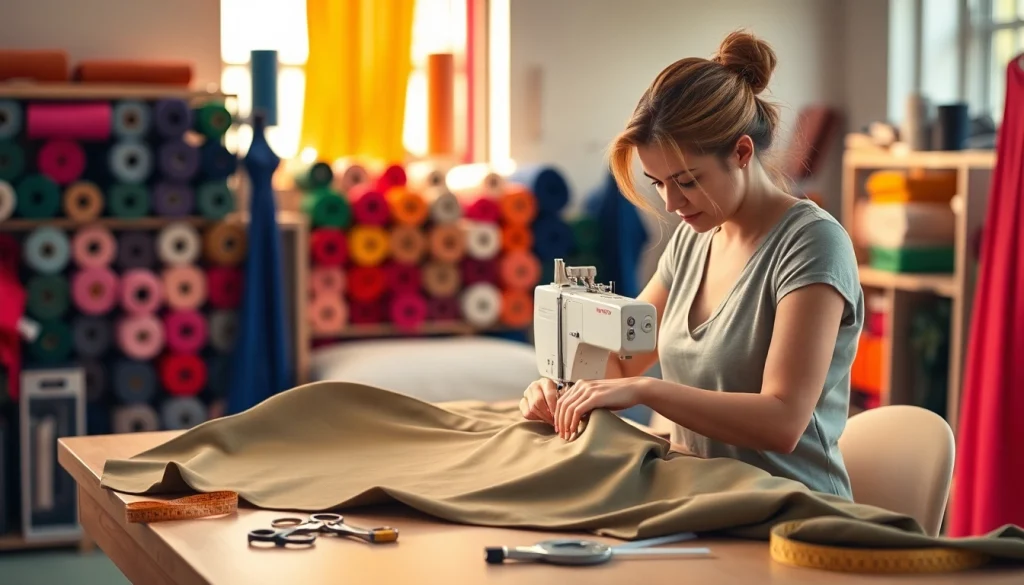 Creëer prachtige kleding met spandex stof in een dynamische naaiwerkplaats.